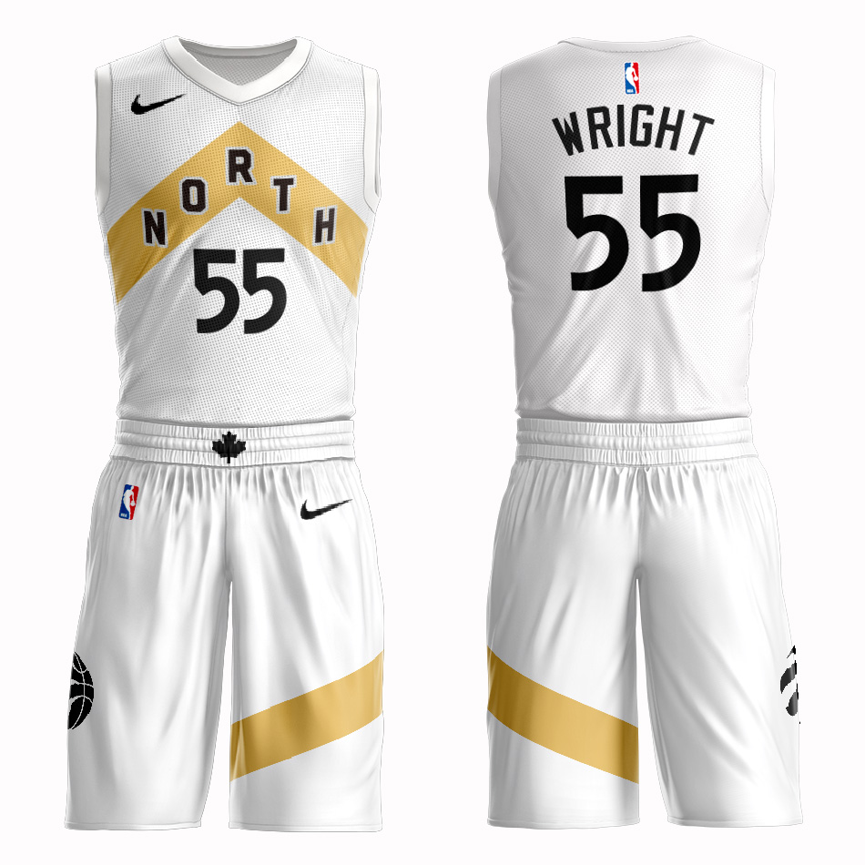 Customized 2019 Men Toronto Raptors 55 Wright white NBA Nike jersey
